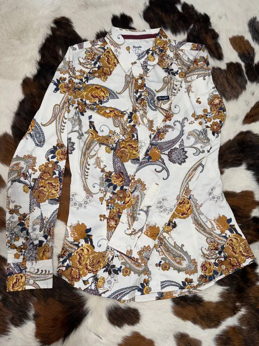 Wrangler Women’s Retro Gold Paisley Western Shirt XXLarge Sale Women’s Western