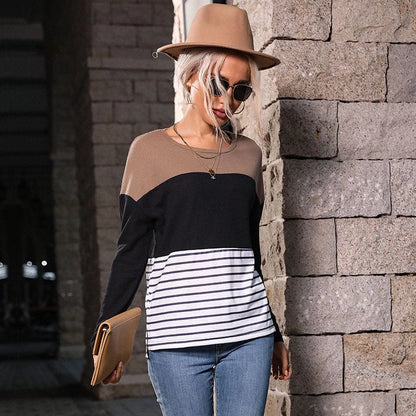 Women's 3 Layer Striped Knit Blouse