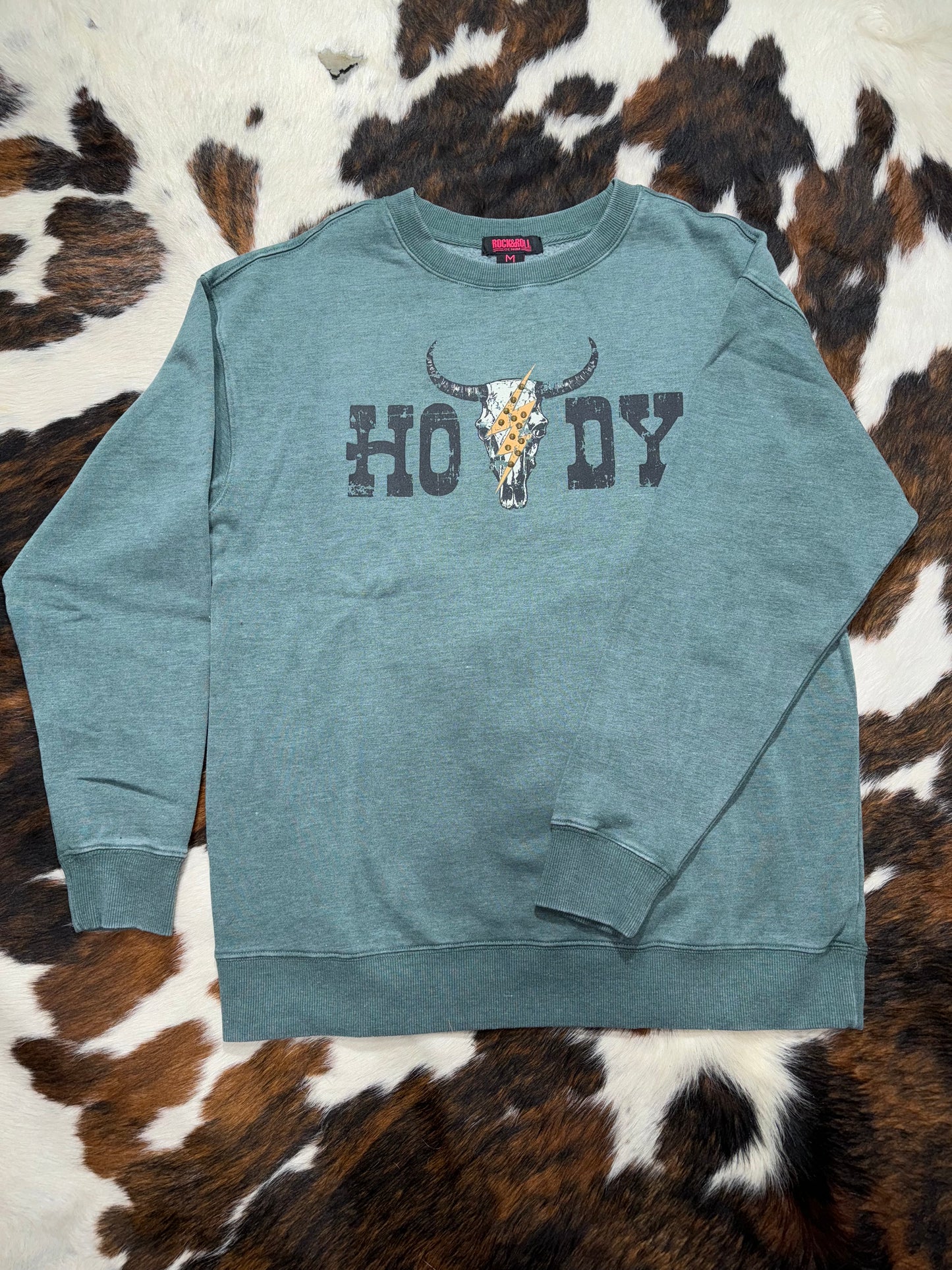 Rock & Roll Women's Teal 'Howdy' Oversized Pullover