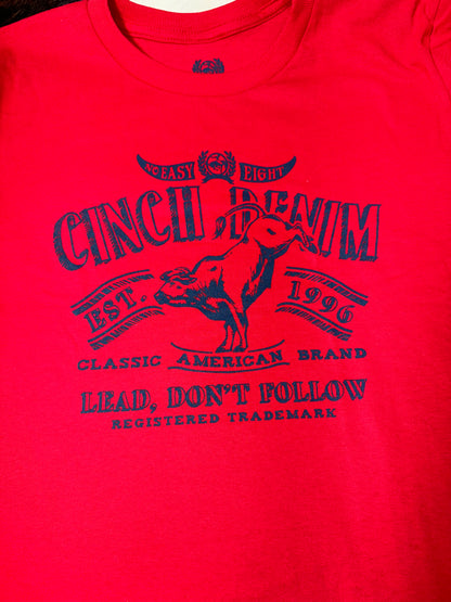 Cinch Boy's Red No Easy Eight Long Sleeve T-Shirt