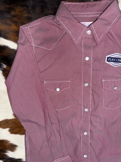 Panhandle Girl's Dark Dusty Rose Pinstripe Western Shirt