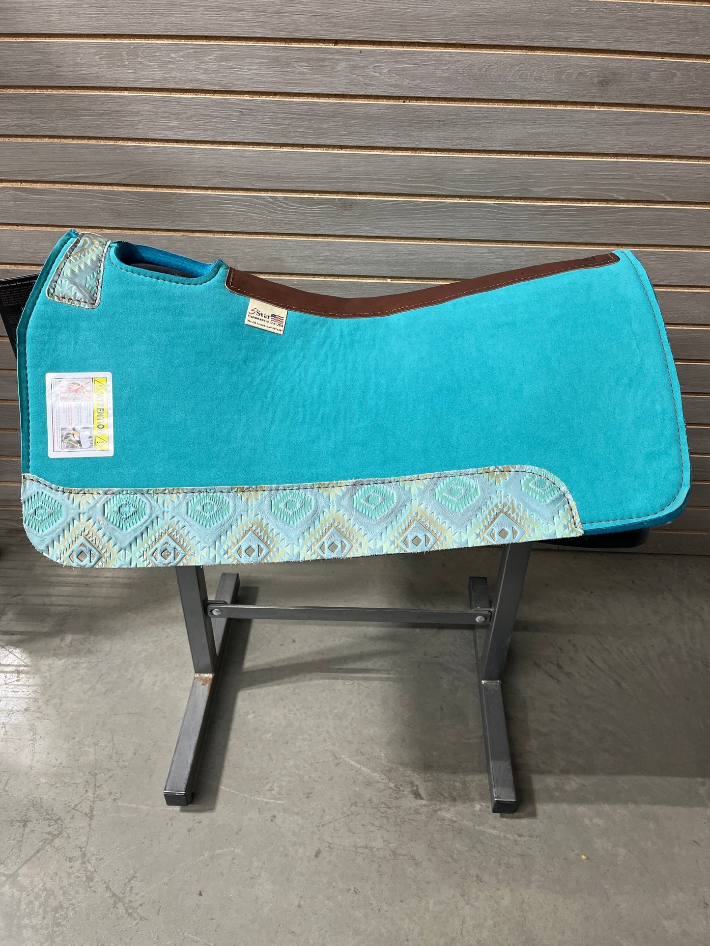 5 Star All Around Saddle Pad- Suede Signature Top w/ Aztec Cyan Wear Leathers 30x30