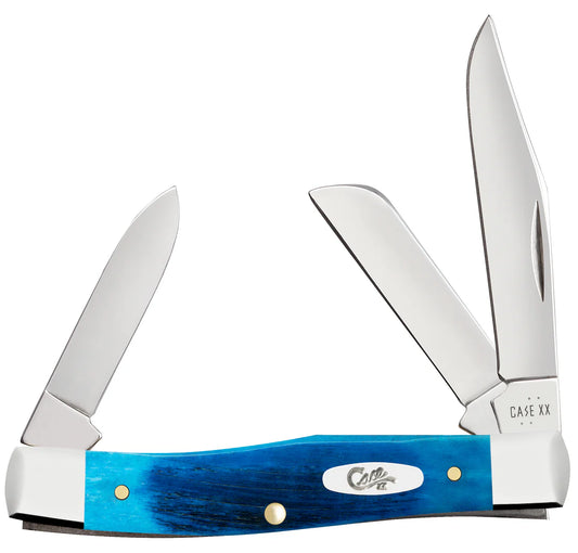 Case Sawcut Jigged Caribbean Blue Bone Medium Stockman Knife