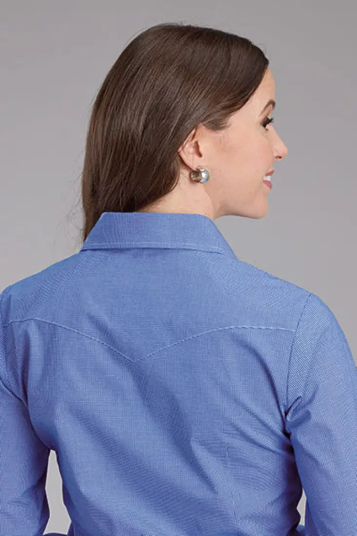 $30: Roper Women’s Blue Mini Square Western Shirt Sale Women’s Western