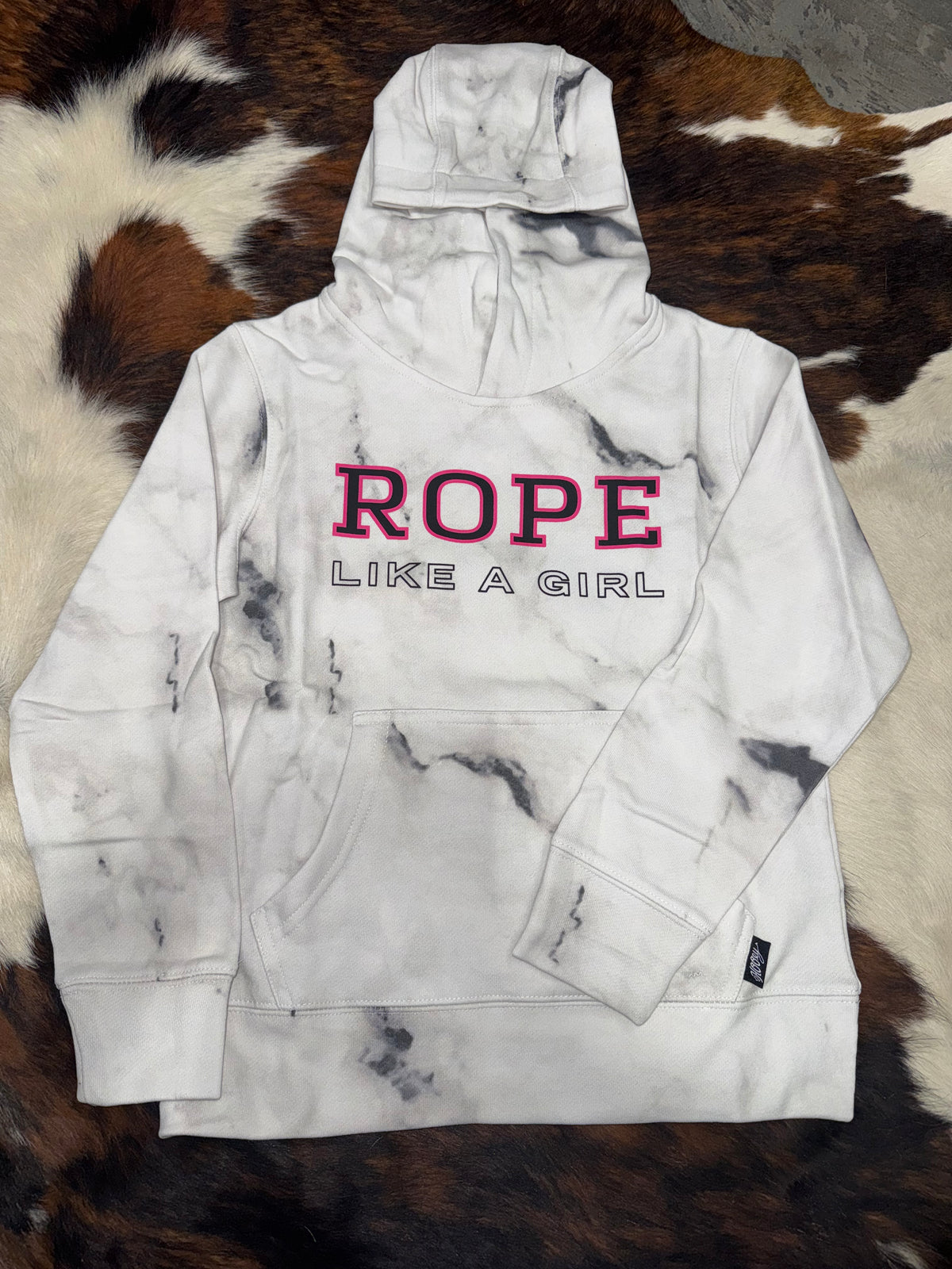 Hooey Girl's White Marble Rope Like A Girl Hoodie