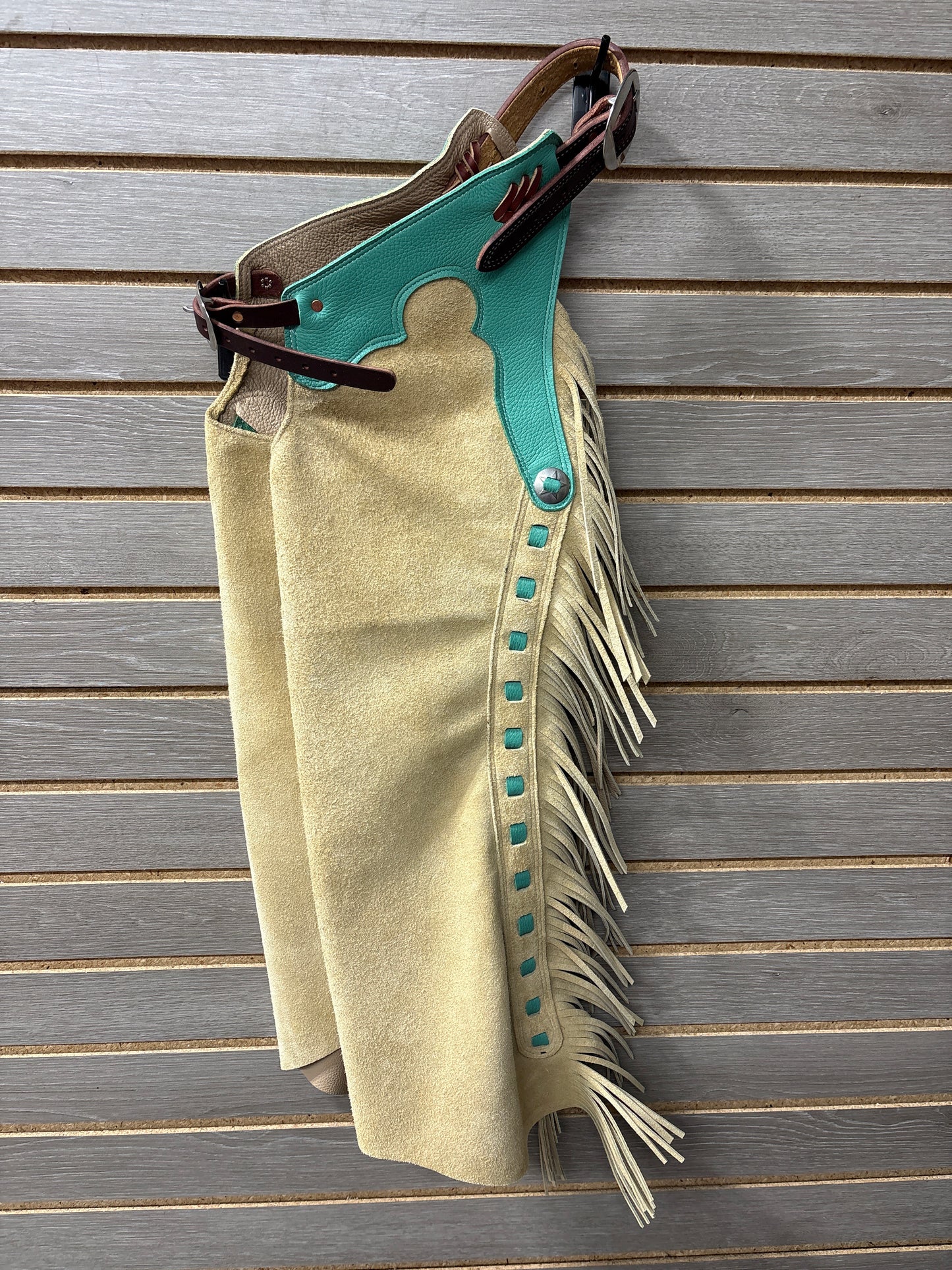 Rockin' Y Youth Leather Shotgun Step-in Chaps