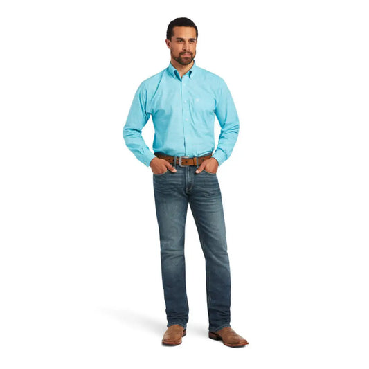 $35: Ariat Men’s Blue & White Blended Western Shirt Sale Men’s Western