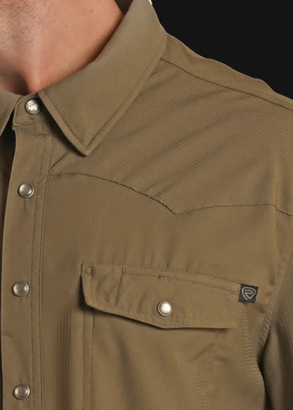 $35: Rock & Roll Men’s TEK Ripstop Western Shirt Small / Olive Sale Men’s Western