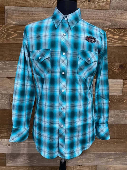 $35: Rock & Roll Men’s Turquoise Plaid Western Shirt XXLarge Sale Men’s Western