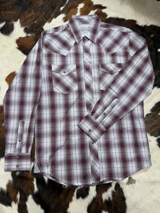 $35: Wrangler Men’s 20X Red & Gray Plaid Western Shirt Medium Sale Men’s Western