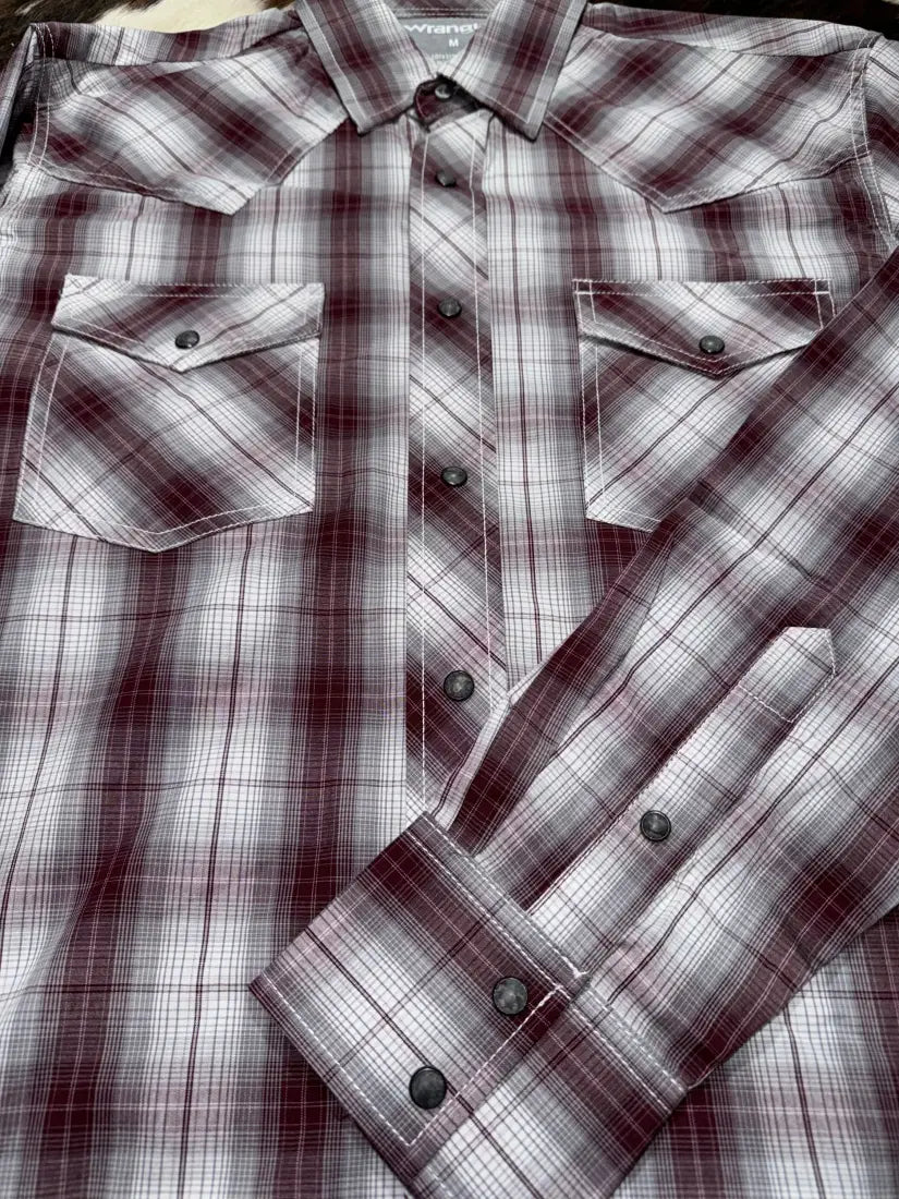 $35: Wrangler Men’s 20X Red & Gray Plaid Western Shirt Medium Sale Men’s Western