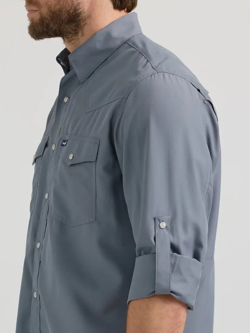 $35: Wrangler Men’s Performance Stone Gray Western Shirt XXLarge Sale Men’s Western
