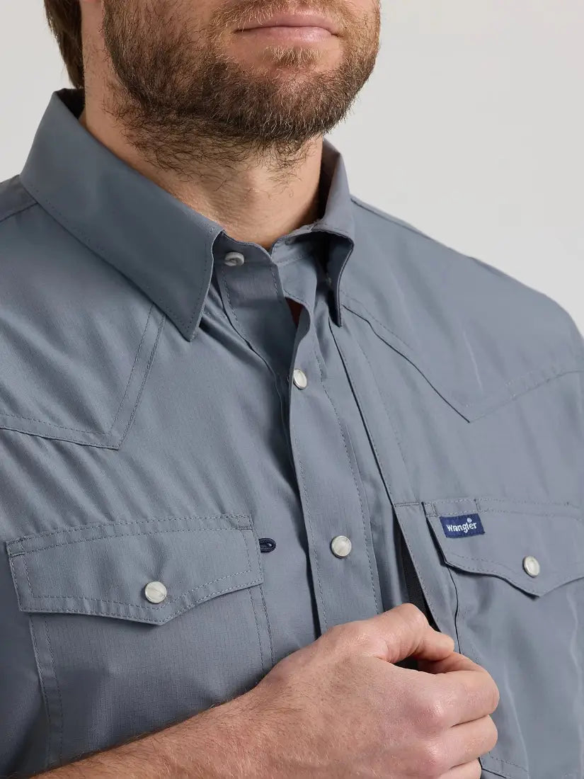 $35: Wrangler Men’s Performance Stone Gray Western Shirt XXLarge Sale Men’s Western