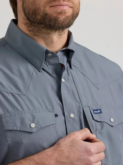 $35: Wrangler Men’s Performance Stone Gray Western Shirt XXLarge Sale Men’s Western