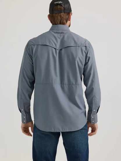 $35: Wrangler Men’s Performance Stone Gray Western Shirt XXLarge Sale Men’s Western