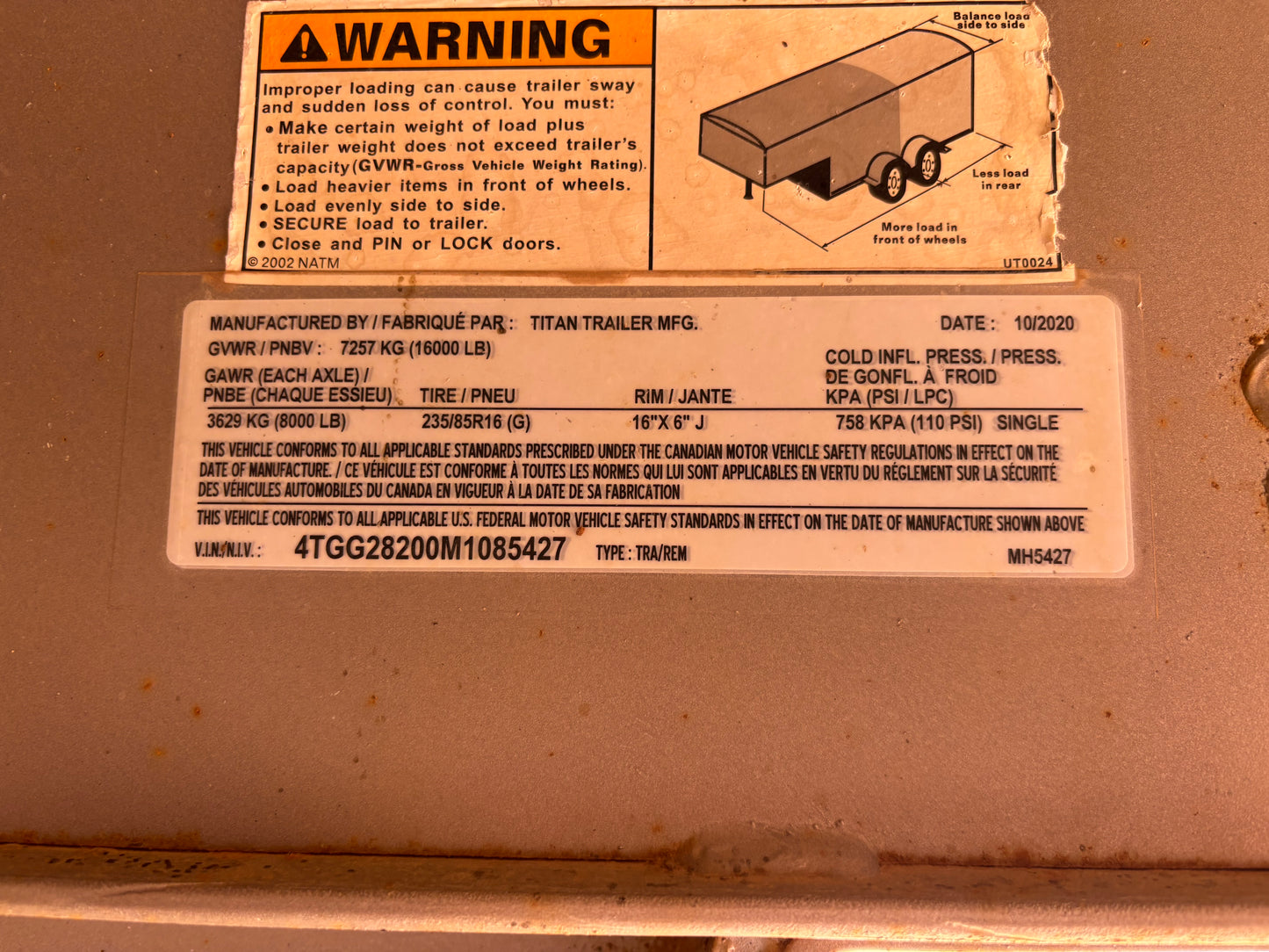 Used 2021 Titan 28' Stock Combo Trailer