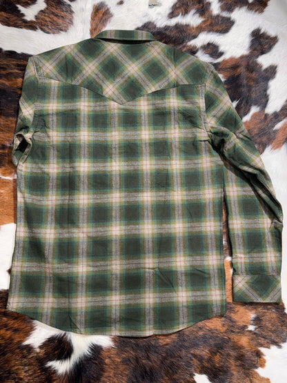 Pendleton Men's Olive Plaid Wyatt Heavy Western Shirt