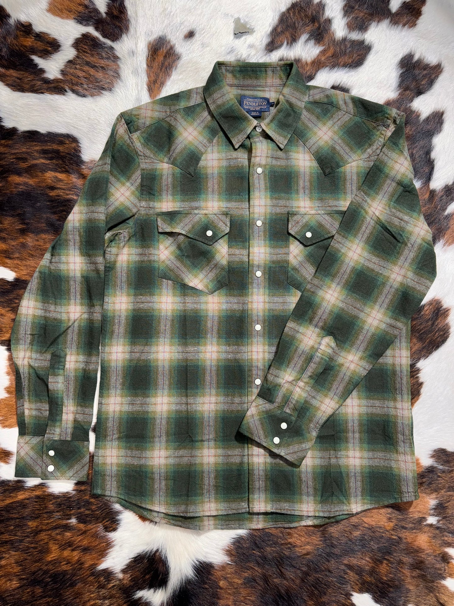 Pendleton Men's Olive Plaid Wyatt Heavy Western Shirt
