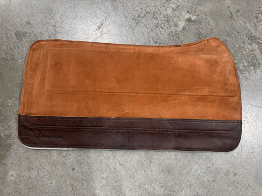 Lightly Used SaddleRight Saddle Pad 32" x 32" - Mahogany Suede & Chocolate Grizzly