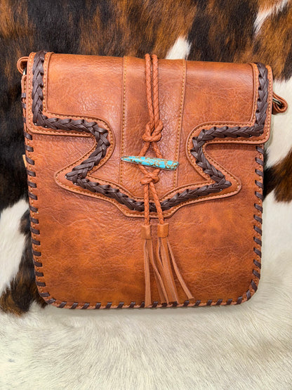 Justin Braided Yoke Turquoise Crossbody