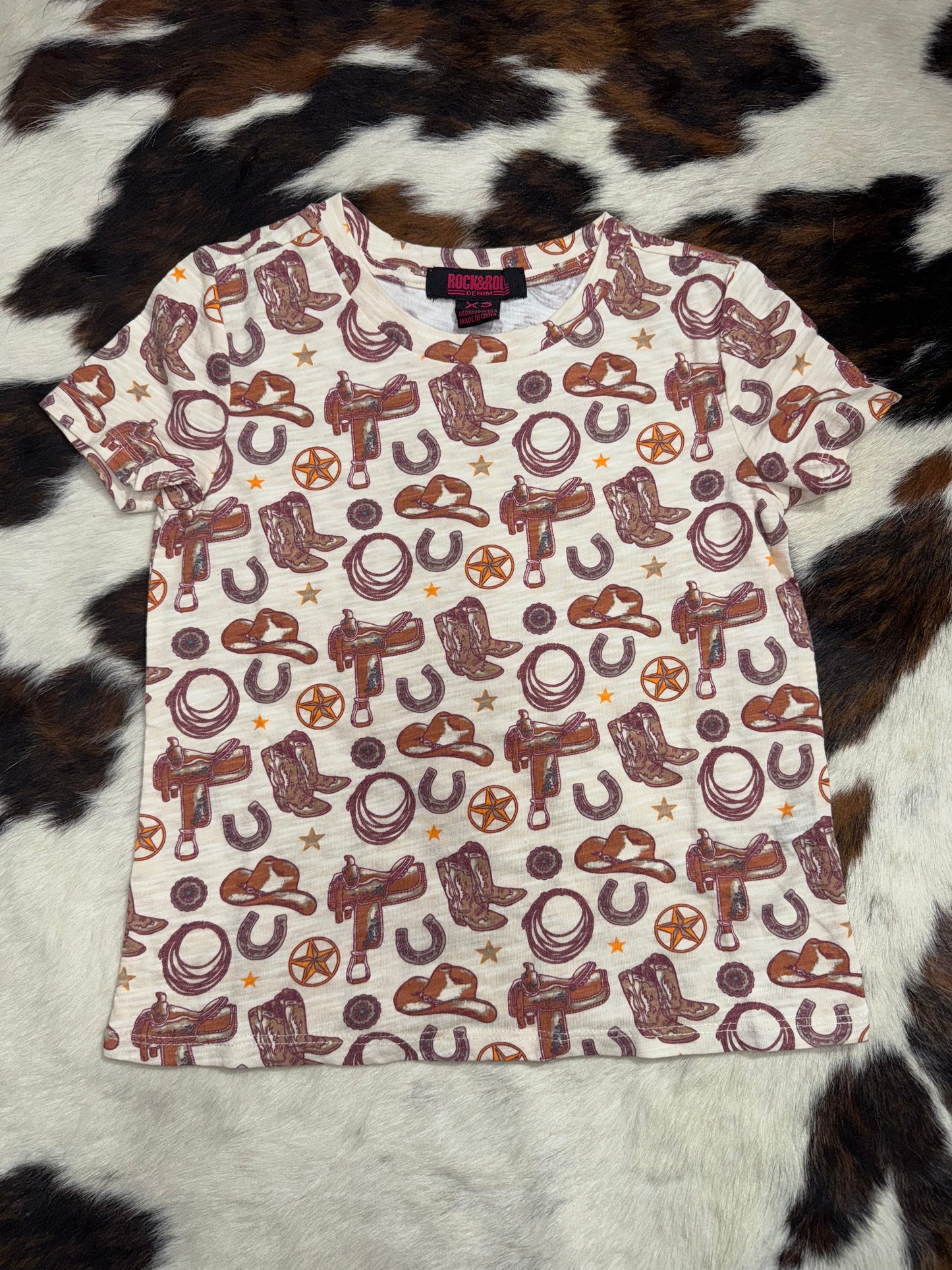 Rock & Roll Girl's Western All Over Print T-Shirt