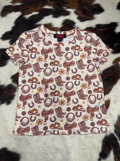 Rock & Roll Girl's Western All Over Print T-Shirt