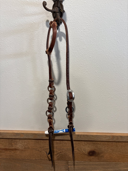Trent Ward Ring Blood Knot One Ear Headstall with Quick Change Pineapple Knots