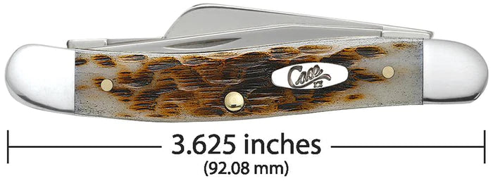 Case Amber Bone Peach Seed Jig Medium Stockman Knife