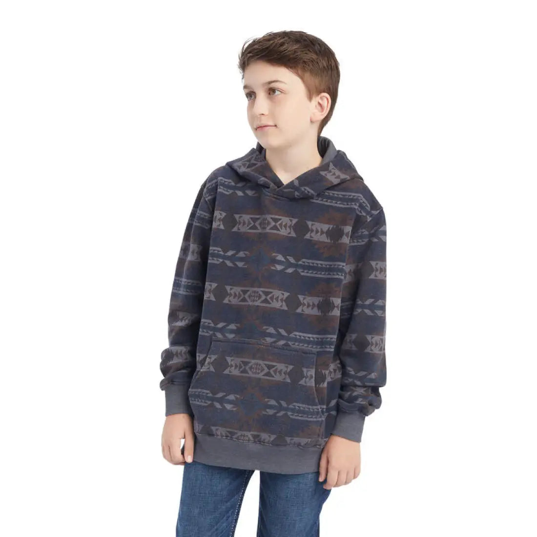 40% : Ariat Boy’s Maritime Blue Southwest Hoodie XSmall Sale Boy’s Pullover