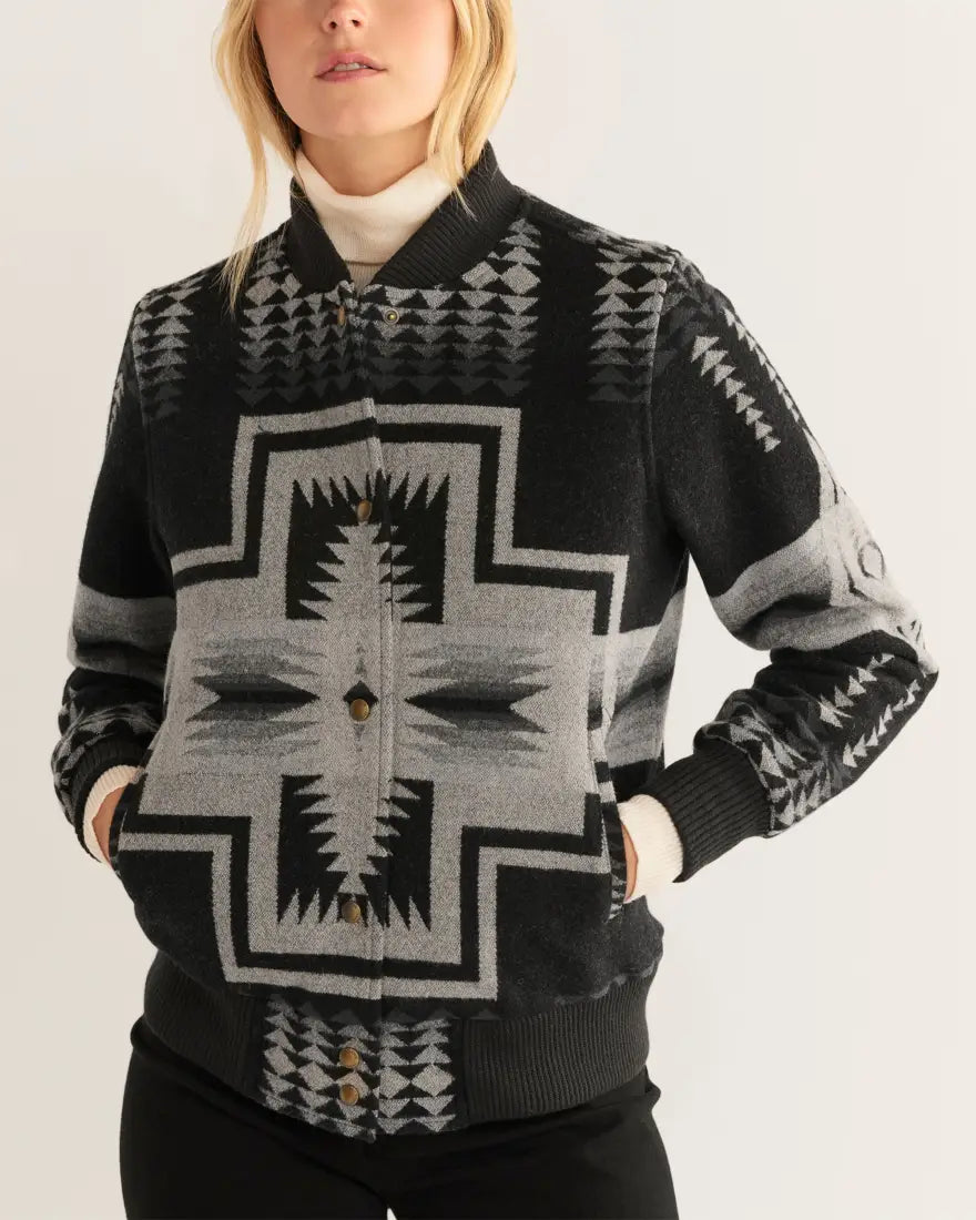Pendleton Women’s Harding Black Wool Bomber Jacket Large Sale Women’s Coat