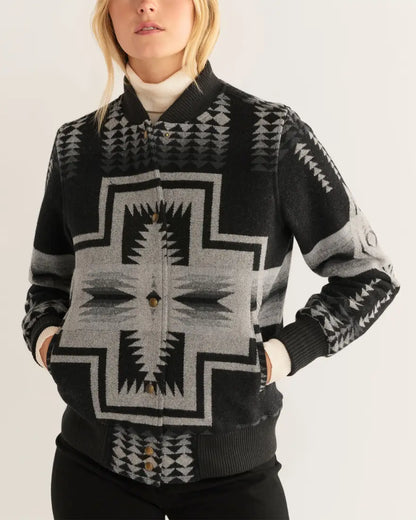 Pendleton Women’s Harding Black Wool Bomber Jacket Large Sale Women’s Coat