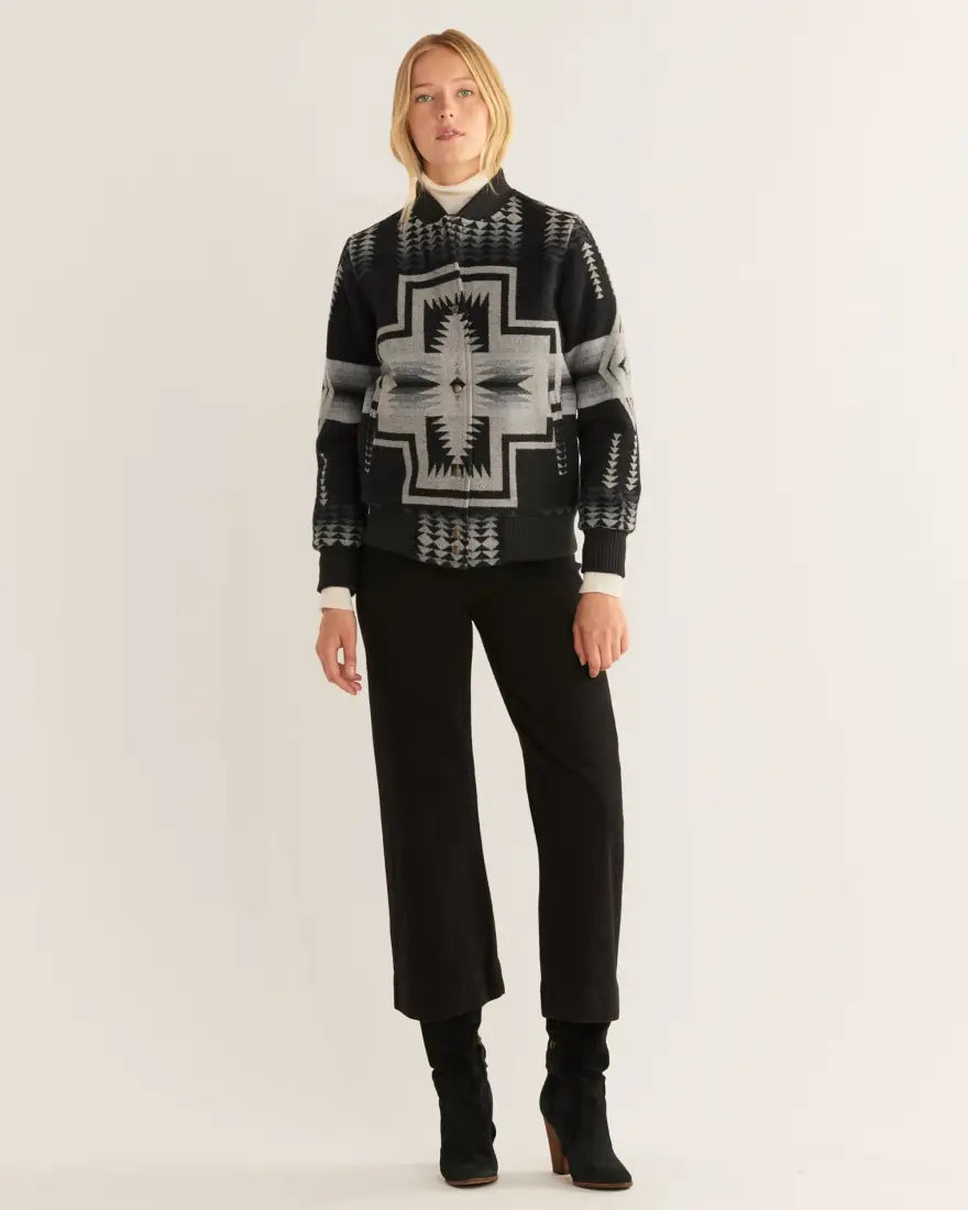 Pendleton Women’s Harding Black Wool Bomber Jacket Large Sale Women’s Coat