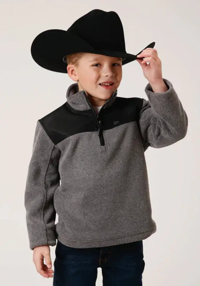 +40% : Roper Boy’s Gray Micro Fleece ¼ Pullover Sale Boy’s Pullover