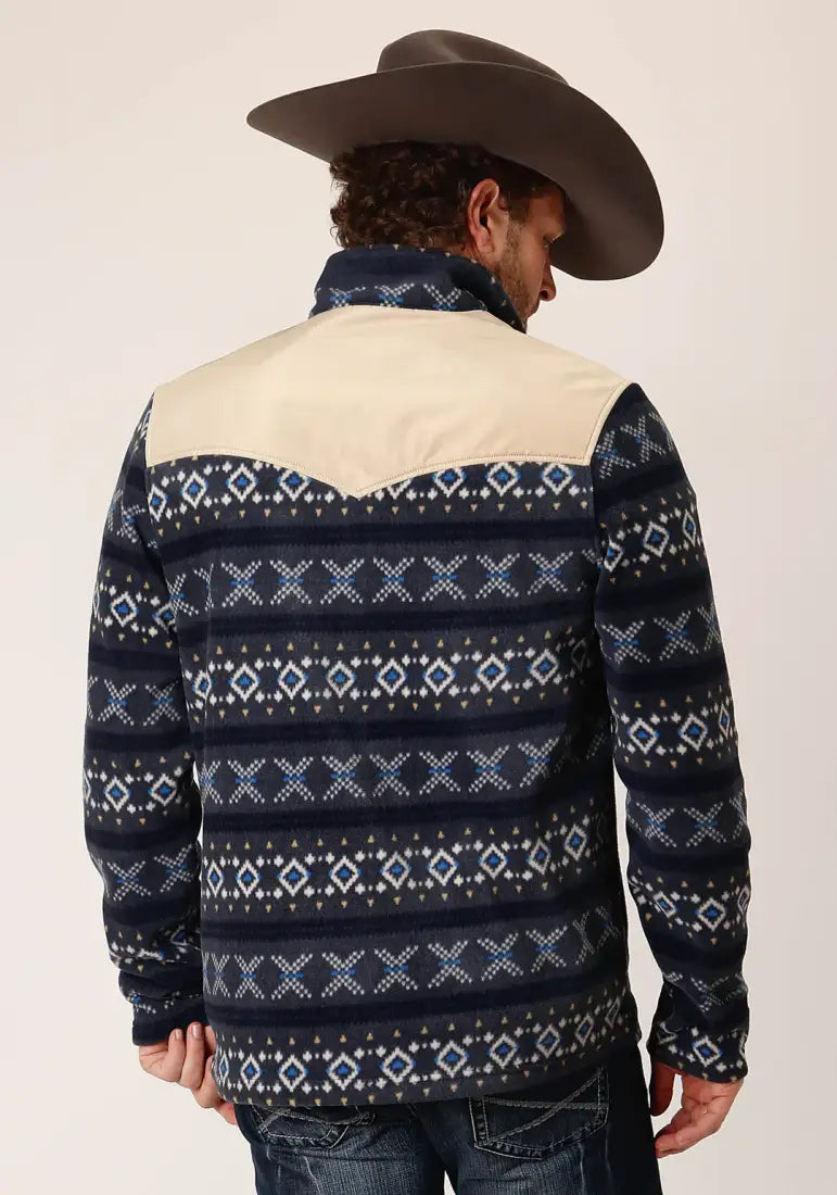 +40% : Roper Men’s Navy Aztec Micro Fleece Pullover Sale Men’s Pullover