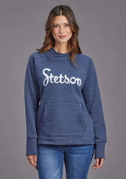 Stetson Women’s Heather Navy Script Pullover Small Sale Women’s Pullover