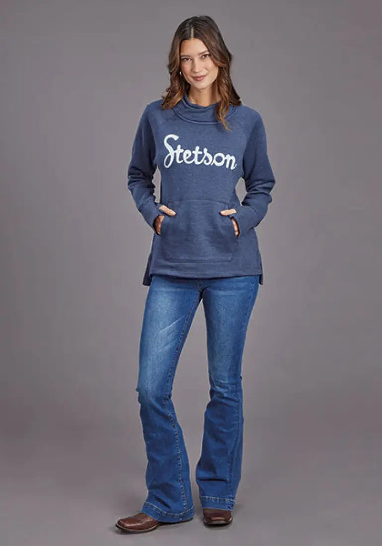 Stetson Women’s Heather Navy Script Pullover Sale Women’s Pullover