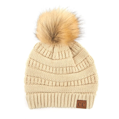 C.C Beanie with Faux Fur Pom