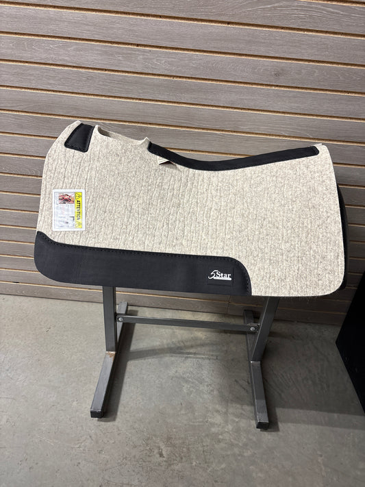 5 Star Barrel Racer Saddle Pad (Natural w/ Black Wear Leathers) 30x28