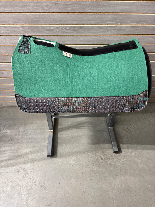 5 Star Barrel Racer Saddle Pad (Dark Lagoon Bronze Croc Wear Leathers) 30X28