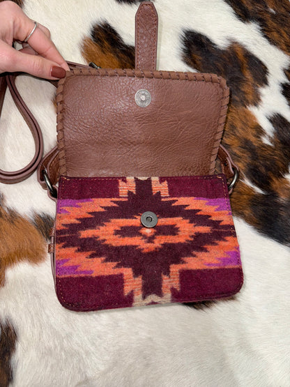 Justin Small Wooly Purple Aztec Crossbody Purse