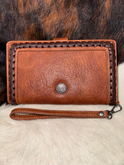 Justin Large Tan Braided Wallet