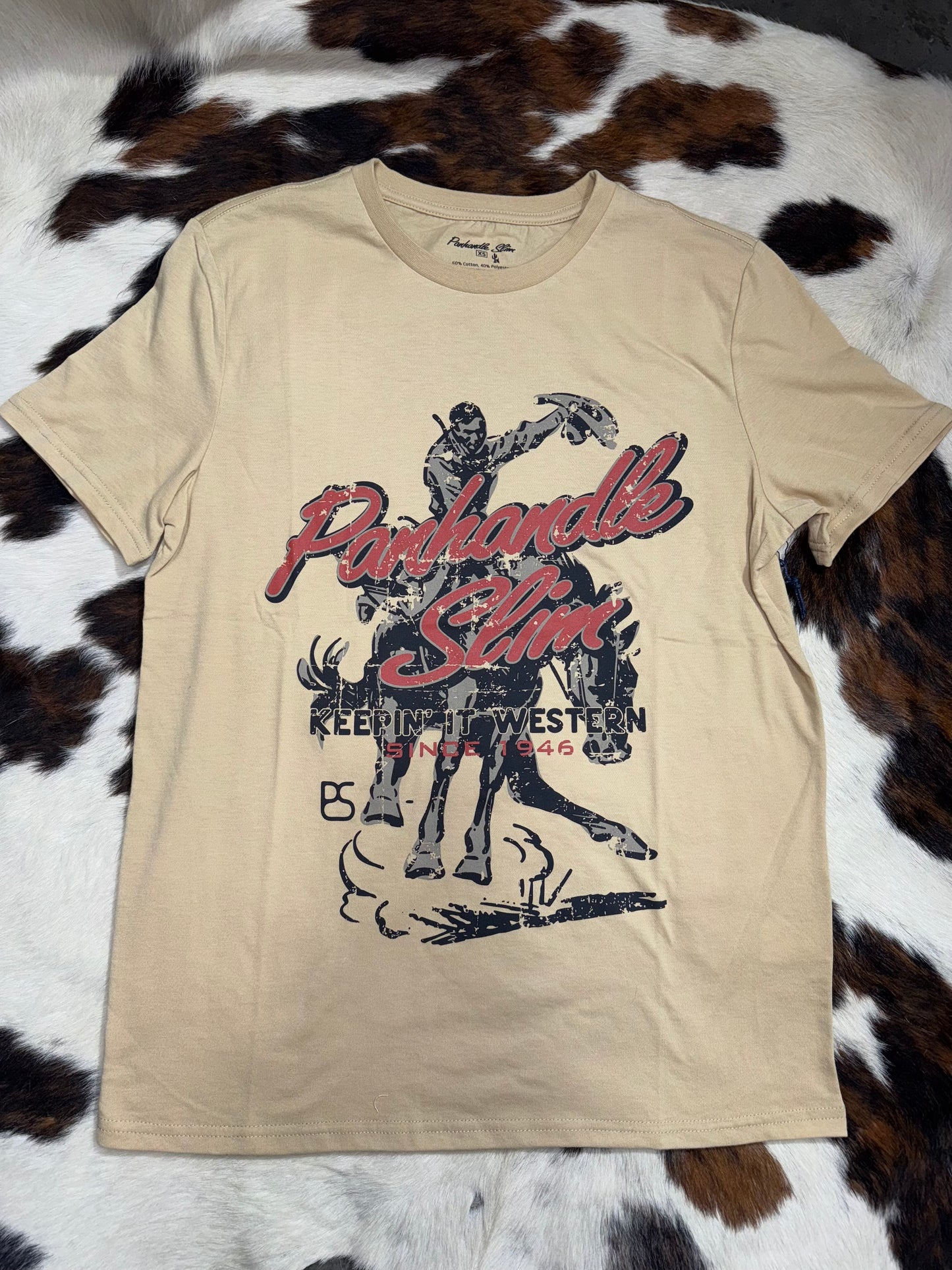 Panhandle Men's Tan Bronc Keepin' It Western T-Shirt