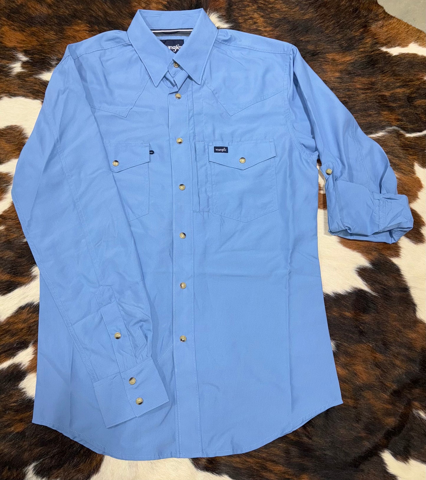 Wrangler Men's Performance Water Blue Western Shirt