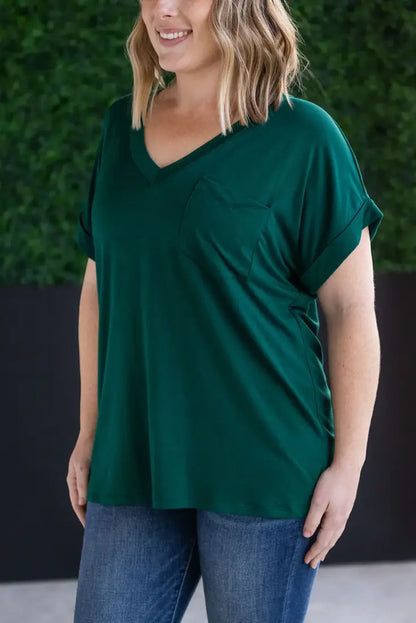$5: Michelle Mae Women’s Sierra Pocket T-Shirt Small / Hunter Green Sale Women’s T-Shirt