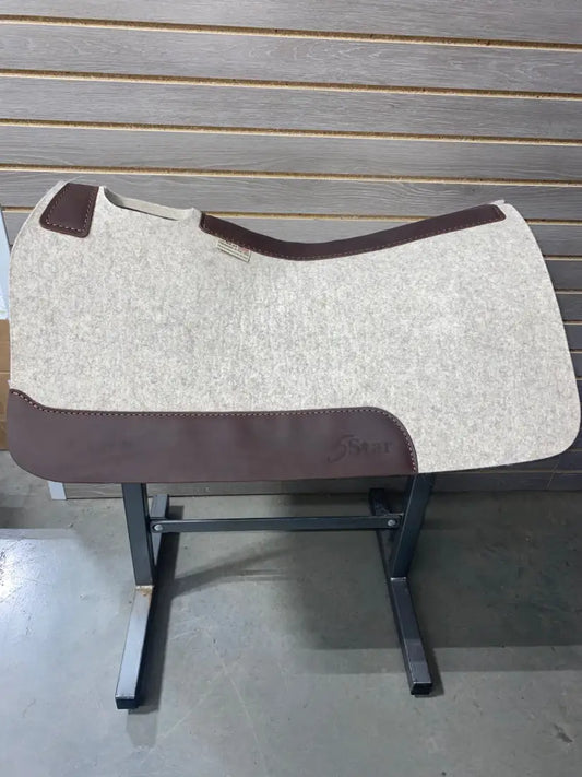 5 Star Barrel Racer Saddle Pad (Multiple Options Available) 30X28 1/2’’ Natural w/ Plain Wear Leathers / 30’’ X 28’’