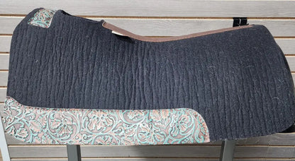 5 Star Barrel Racer Saddle Pad (Multiple Options Available) 30X28 3/4’’ Black w/ Turquoise Brown Cowboy Tool Wear