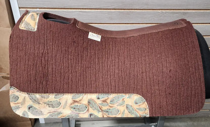 5 Star Barrel Racer Saddle Pad (Multiple Options Available) 30X28 3/4’’ Chocolate w/ Mini Sepia Turquoise Feathers Wear