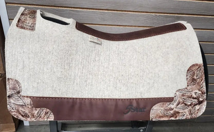 5 Star Barrel Racer Saddle Pad (Multiple Options Available) 30X28 3/4’’ Natural w/ Plain Wear Leathers & Ivory
