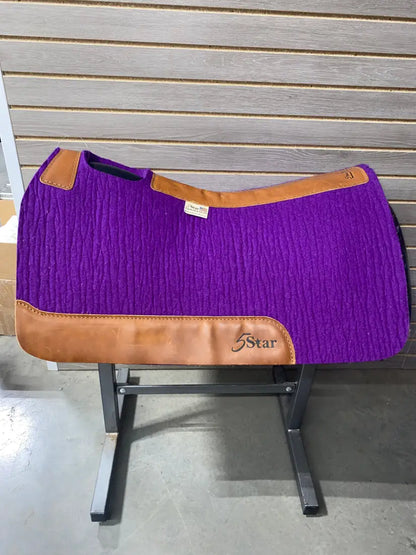 5 Star Barrel Racer Saddle Pad (Multiple Options Available) 30X28 3/4’’ Purple w/ Plain Wear Leathers / 30’’ X 28’’