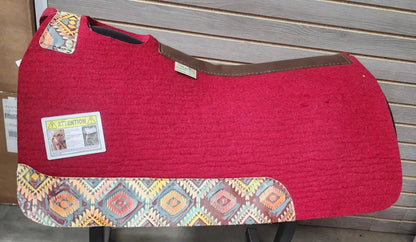 5 Star Barrel Racer Saddle Pad (Multiple Options Available) 30X28 3/4’’ Red w/ Aztec Nativo Wear Leathers / 30’’ X 28’’